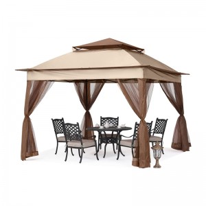 Garden Supplies Pergola Aluminium Outdoor Gazebo Outdoor Activity Use With Mosquito Net,Light Brown