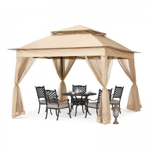 Garden Supplies Pergola Aluminium Outdoor Gazebo Outdoor Activity Use With Mosquito Net,Light Yellow