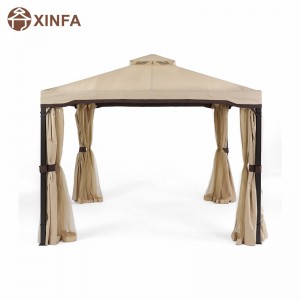 10'x 10'Gazebo Block Sun Shade Canopy, Waterproof Tent,Outdoor Gazebo with Curtains